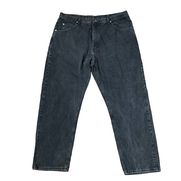 Wrangler Relaxed Straight Fit‎ Jeans 100% Cotton Men 39x30 Hi-Rise Black Denim - Picture 1 of 8
